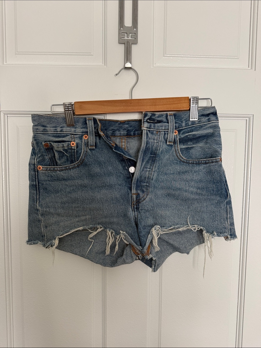 Levi's Vintage Cutoff Ripped Denim Shorts - Blue